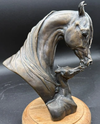 JILL McKINNEY Sculpture BRONZE Arabian Horse "TOUCH" Mare & Foal Signed 10 of 25 - Image 1 of 4