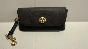Coach Sunglass Case Signature Canvas 73639 Brown/Black – Gold Hardware - Picture 1 of 8