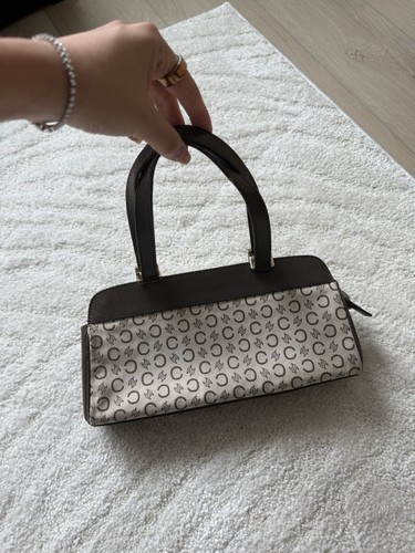 Borsa a tracolla Celine Macadam vintage marrone tela pelle autentica