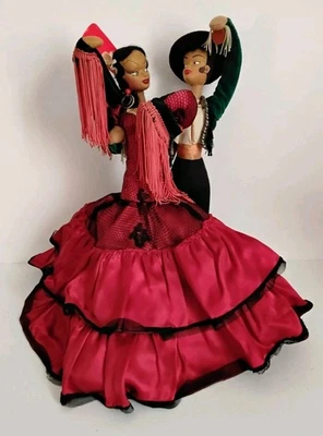 Vintage Galia 2 Spanish Dancers Cloth Artist Doll Lot Klumpe Roldan Style c1950s - Image 1 of 4