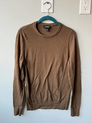 Express Men’s Size Small Camel Brown Merino Wool LS Crewneck Sweater - Image 1 of 4