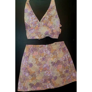 Conjunto de dos piezas floral Altard State mini falda halter talla pequeña - Imagen 1 de 6