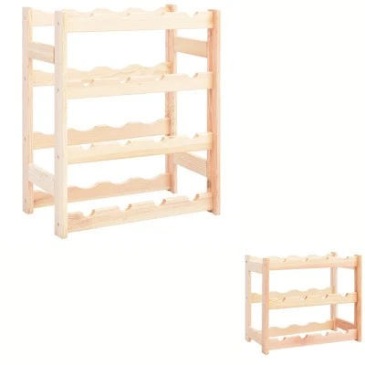 Wine Rack Living Room Kitchen Wine Holder Storage Shelf Solid Wood Pine vidaXL - image 1 of 3