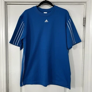 Vintage Y2K Adidas Soccer Jersey Shirt Men’s Large Blue White Stripes Bloke Core - Picture 1 of 10