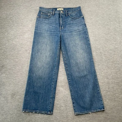 Женские джинсы Madewell 29 (30x25) узкие широкие укороченные синие с высоким подъемом искусственно состаренные - Изображение 1 из 4