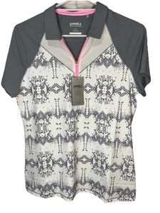 Annika Cutter & Buck Golf Shirt Women’s Size L/G CB DryTec BNWT  Grey/white - Bild 1 von 10