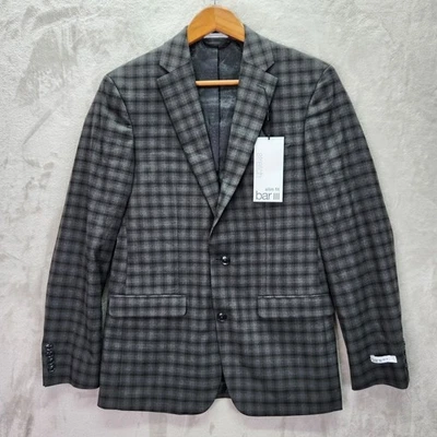 Bar III Blazer Mens 38L 38 Long Gray Plaid Slim Fit Stretch Sport Coat Jacket - Image 1 of 4