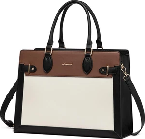 Women's Laptop Tote Bag 15.6" – Waterproof PU Leather Work & Office Purse - Picture 1 of 11