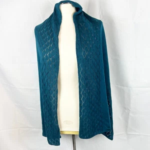 Vintage Dark Green Knit Diamond Pattern Scarf Wrap Cejon - Picture 1 of 8