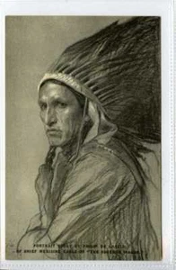 (Gy359-432) Retrato del águila medicinal jefe, indio c1910 sin usar en muy buen estado - Imagen 1 de 2