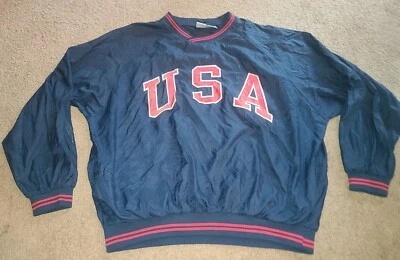 Pullover de nailon vintage Pro Spirit EE. UU. cortavientos para hombre 2XL alto TL azul cuello en V Foto 1 de 4