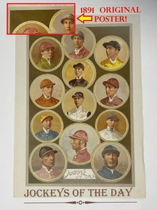 🙂 1891 antikes Reiterposter JOCKEYS des Tages Farbe Porträts Druck 🙂 - Bild 1 von 21