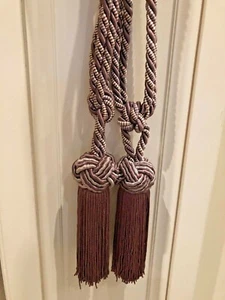 Pair of Braided Tiebacks Rope Tassels Curtain Tie Backs Drapery Set of 2 - Picture 1 of 6