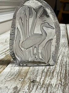 Vintage Crystal Etched/Pressed HERON Paperweight/Sculpture Unmarked/Unsigned - Picture 1 of 10