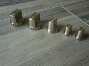 5PC Set Vintage Stereo Receiver Knob Set 5 Pcs. Nickel Colored Beautiful Shape - Picture 1 of 13
