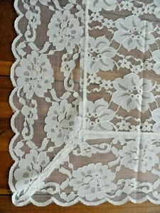 Sheer Rectangular Lace Tablecloth with scalloped edges 67" x 101" - Picture 1 of 3