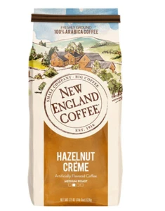 (2 Pack) New England Coffee Hazelnut Creme Medium Roast Ground Coffee 22 Oz Bag - Picture 1 of 6
