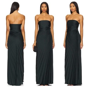 A.L.C. Bianca Strapless Pleated Maxi Dress Forest Green ALC - Size 0 - Picture 1 of 12