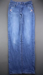 Women's 2017 Levi's Mid Rise Skinny Jeans Embroidered Flowers Sz 29 (Msr 29x30) - Picture 1 of 9