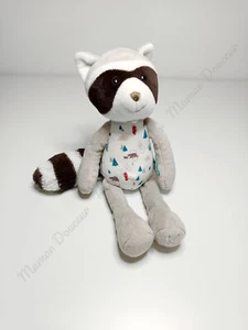 Peluche/Doudou Pantin Léon Raton Laveur Gris Oreilles Blanches 25cm  Kaloo Filoo - Picture 1 of 5