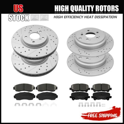 Rotores de disco de freno delanteros traseros perforados pastillas de cerámica para Honda Odyssey 2011-2014 Foto 1 de 4
