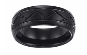 Triton 8.0mm Comfort Fit Diamond Cut Black Tungsten 10 1/2 EUC Wedding Band Nice - Picture 1 of 1