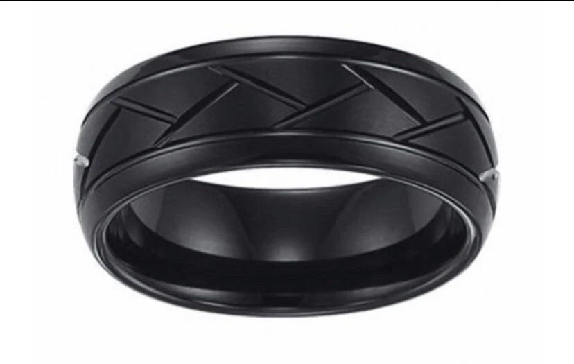 Triton 8.0mm Comfort Fit Diamond Cut Black Tungsten 10 1/2 EUC Wedding Band Nice - Image 1 of 1