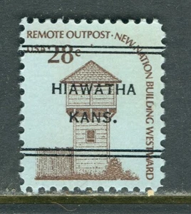 Hiawatha KS 247 DLE precancel on 28c Blue Paper Americana issue - Picture 1 of 1