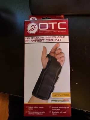 OTC 2083 Small Right Hand Lightweight Breathable Wrist Splint 8in Black NEW - Image 1 of 4
