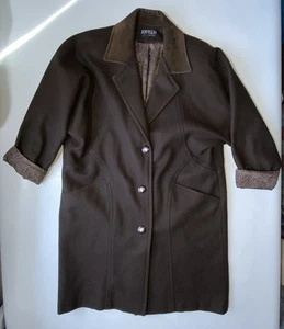 GOOD JOFELD Womens Brown Heavy Wool Blend Suede Collar Coat Size XL - Picture 1 of 9