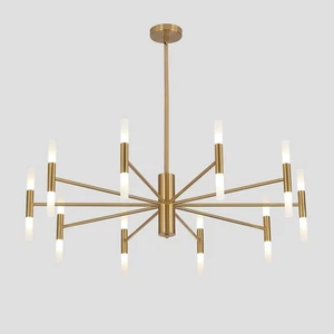 Lighting Mid Century Modern Chandelier Brass Gold Chandelier Light Fixture Vi... - Picture 1 of 8