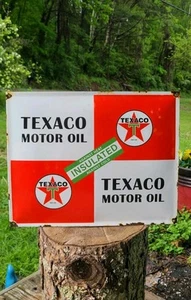 Texaco Motor Oil Lube vintage gas pump porcelain sign - Picture 1 of 5