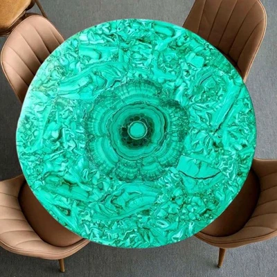 Modern Malachite Table | Unique Gemstone Furniture | Gemstone Inlay Coffee Table - Image 1 of 4