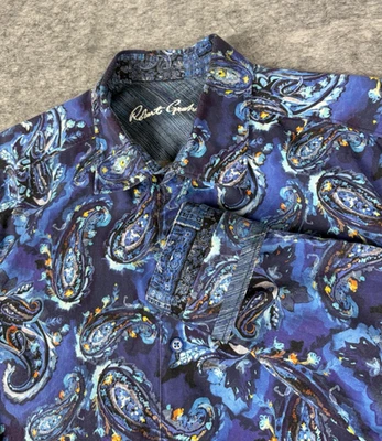 Robert Graham Shirt Mens XL Blue Tangier Paisley Long Sleeve Art Loud Designer - Image 1 of 4