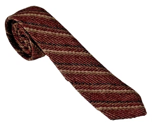 Vintage Wollmischung Krawatte rot hellbraun Streifen Tweed Textur modern schmal 3" Ivy League Look - Bild 1 von 7