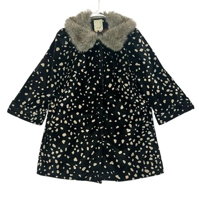 Пальто ANTHROPOLOGIE Elevenses отделка искусственным мехом размер 10 черная куртка Cruela Dálmata - Изображение 1 из 4