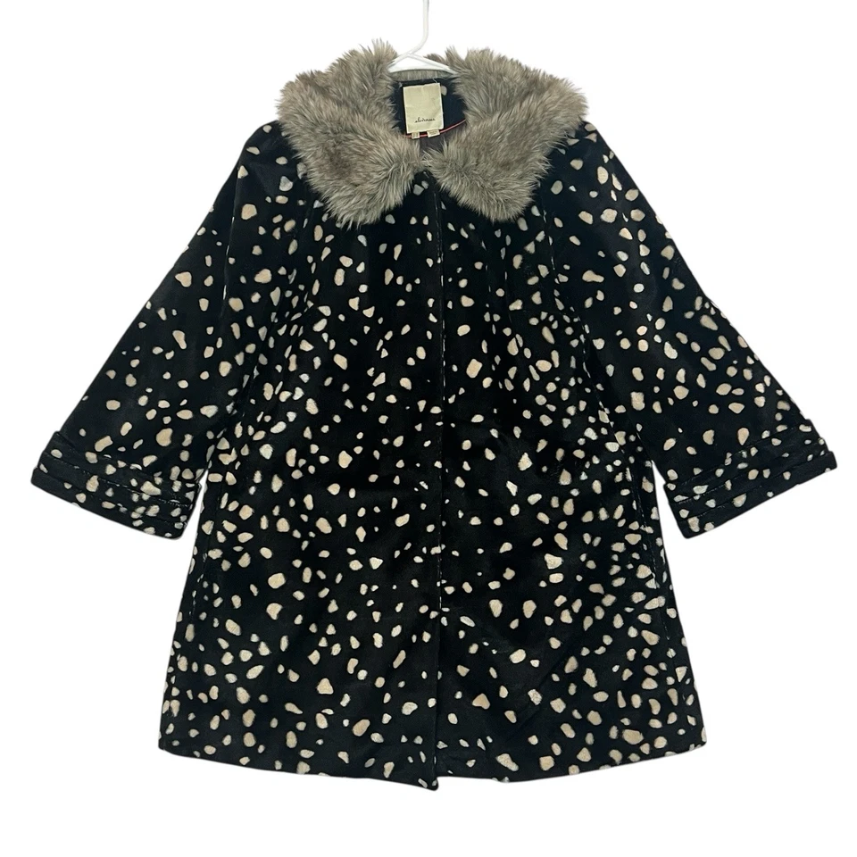 Пальто ANTHROPOLOGIE Elevenses отделка искусственным мехом размер 10 черная куртка Cruela Dálmata - Изображение 1 из 4