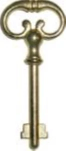 Brass Plated Key for Roll Top Desk Lock - Polished Skeleton Antique vintage old - Picture 1 of 4