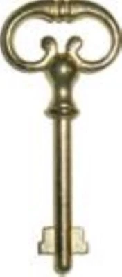 Brass Plated Key for Roll Top Desk Lock - Polished Skeleton Antique vintage old