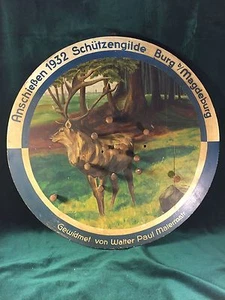 ¡RARO! 1932 Club de Tiro Schutzengilde Alemán Torneo de Madera de Alce/Ciervo Objetivo - Imagen 1 de 11