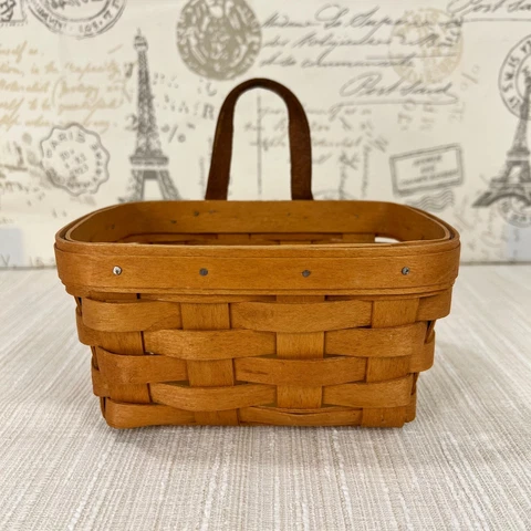 Longaberger 1995 Medium Key Basket with Handle + Wall Hanging 7" x 5" x 3.5" Cover