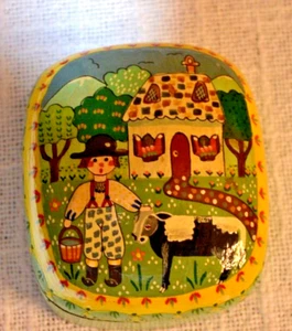 Folk Art, Vintage, Handmade and Hand-painted Trinket or Meter Box - Picture 1 of 12