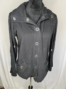 Zenergy By Chico’s Size 0 (small) Black Athleisure Snap Front Jacket W/ Pockets - Picture 1 of 5