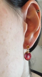 Spessartite Garnet And Pink Topaz Dangle Earrings Sterling Silver - Picture 1 of 12