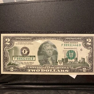 2 Series 2003 A $2 Two Dollar Bills With RARE ALMOST MATCHING SERIALS - Picture 1 of 2