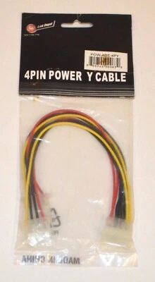 Link Depot Molex Power Supply "Y" Cable, 10" *New* POW-ADT-4PY - Image 1 of 4