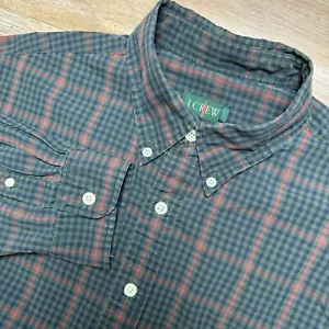 J Crew Shirt Mens Large Green Checkered L/S OCBD Preppy Business Oarsman VTG - Picture 1 of 7