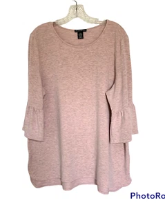 Adrianna Papell Sweater Womens XL Heather Pink Pullover Top Bell Sleeves Casual - Picture 1 of 6