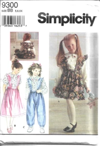 Simplicity 9300 Size BB 5,6,6X Childs Dress Jumpsuit Jumper Blouse Uncut 1994 - Picture 1 of 1