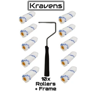 4" Inch Microfibre Mini Roller Refill Paint Sleeves & Frame (11 Pieces) - Picture 1 of 4
